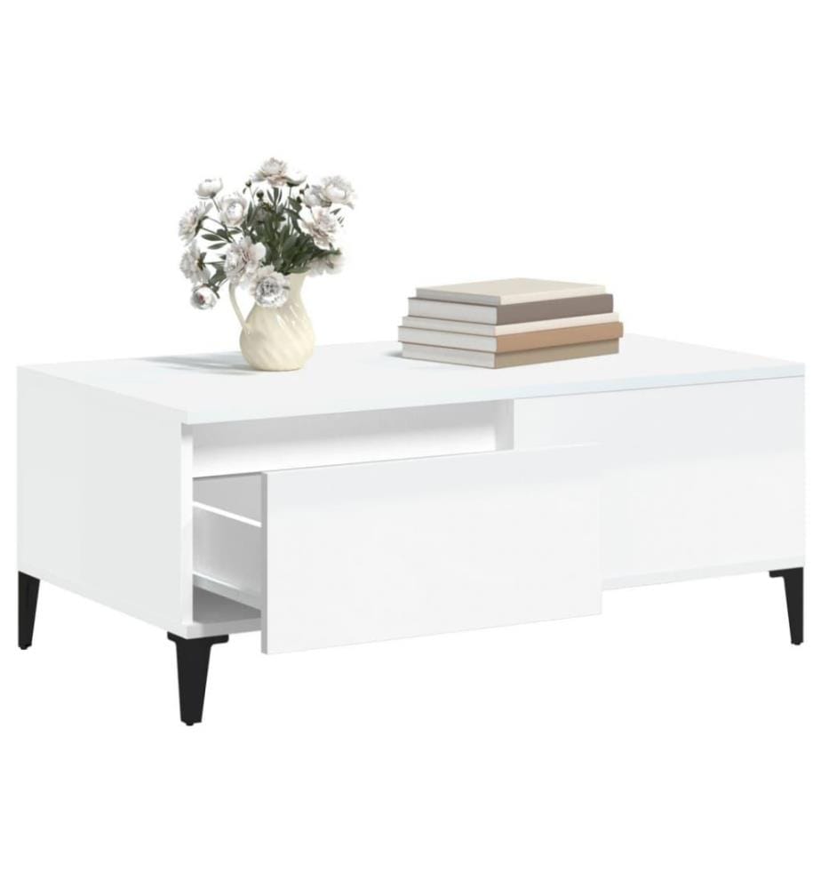 Couchtisch Hochglanz-Weiss 90x50x36,5 cm Holzwerkstoff