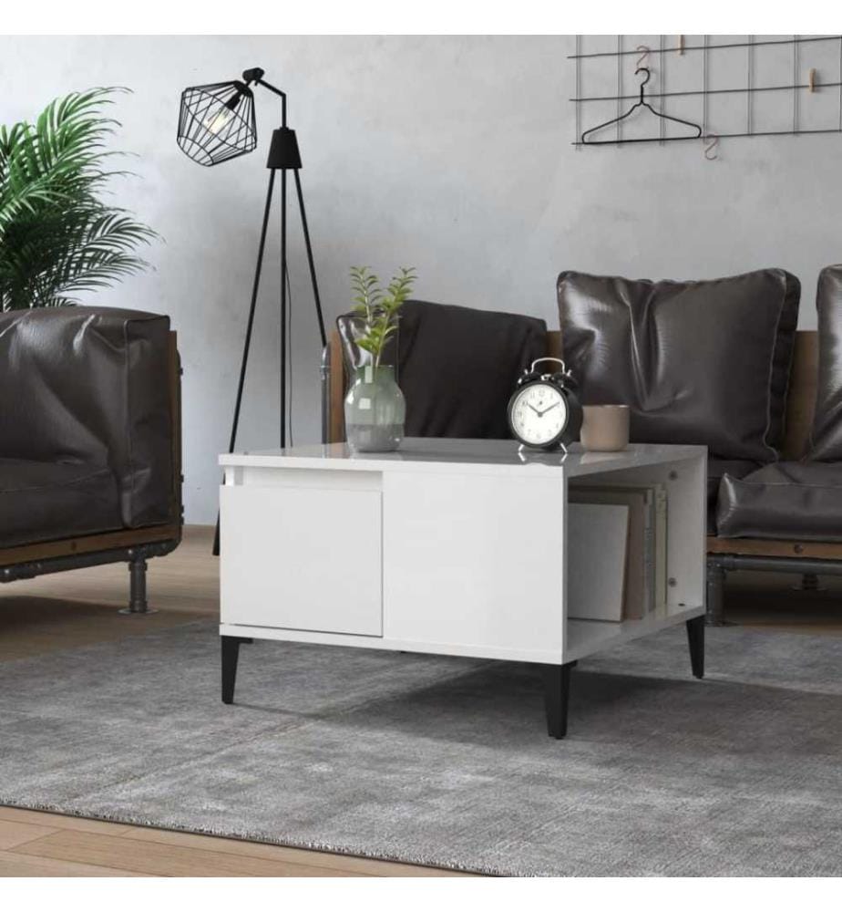 Couchtisch Hochglanz-Weiss 55x55x36,5 cm Holzwerkstoff