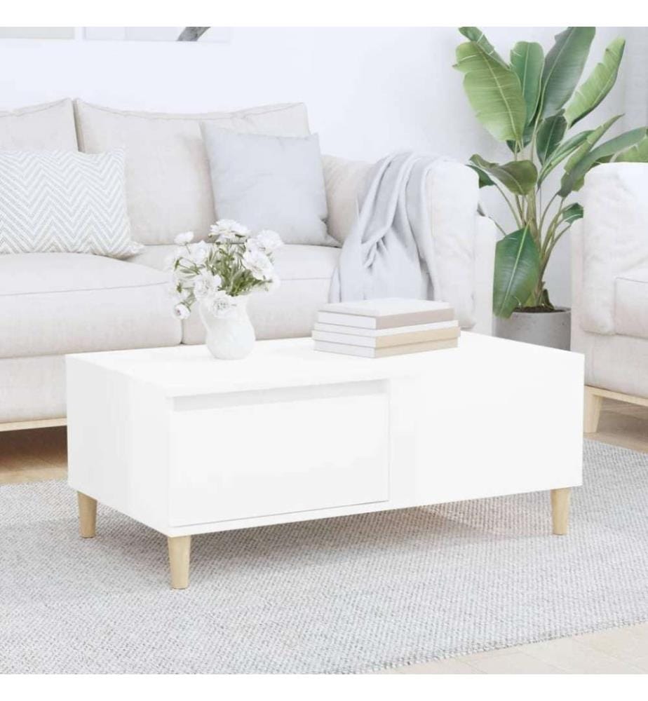 Couchtisch Hochglanz-Weiss 90x50x36,5 cm Holzwerkstoff