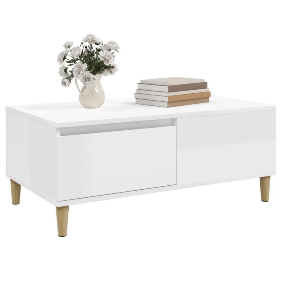 Couchtisch Hochglanz-Weiss 90x50x36,5 cm Holzwerkstoff
