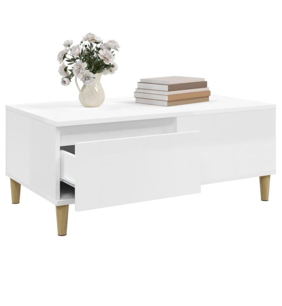 Couchtisch Hochglanz-Weiss 90x50x36,5 cm Holzwerkstoff