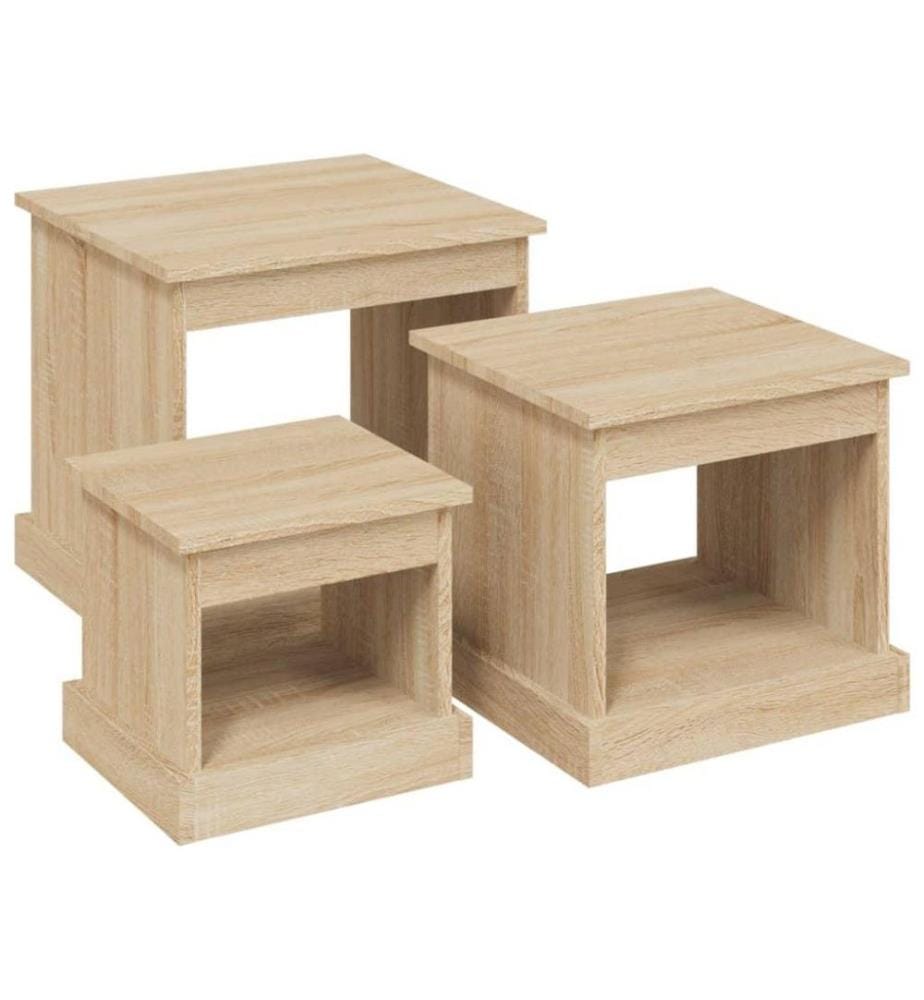 Tables gigognes 3 pcs chêne sonoma bois d'ingénierie