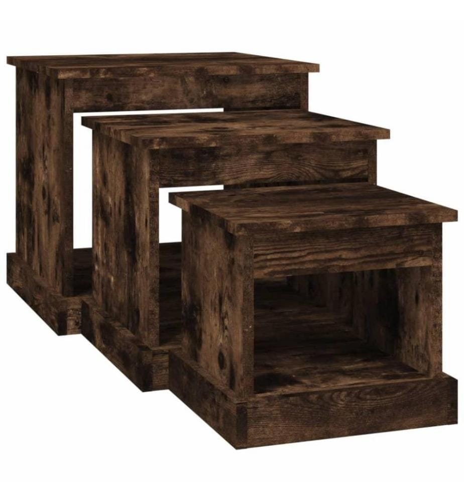 Satztische 3 Stk. Räuchereiche Holzwerkstoff