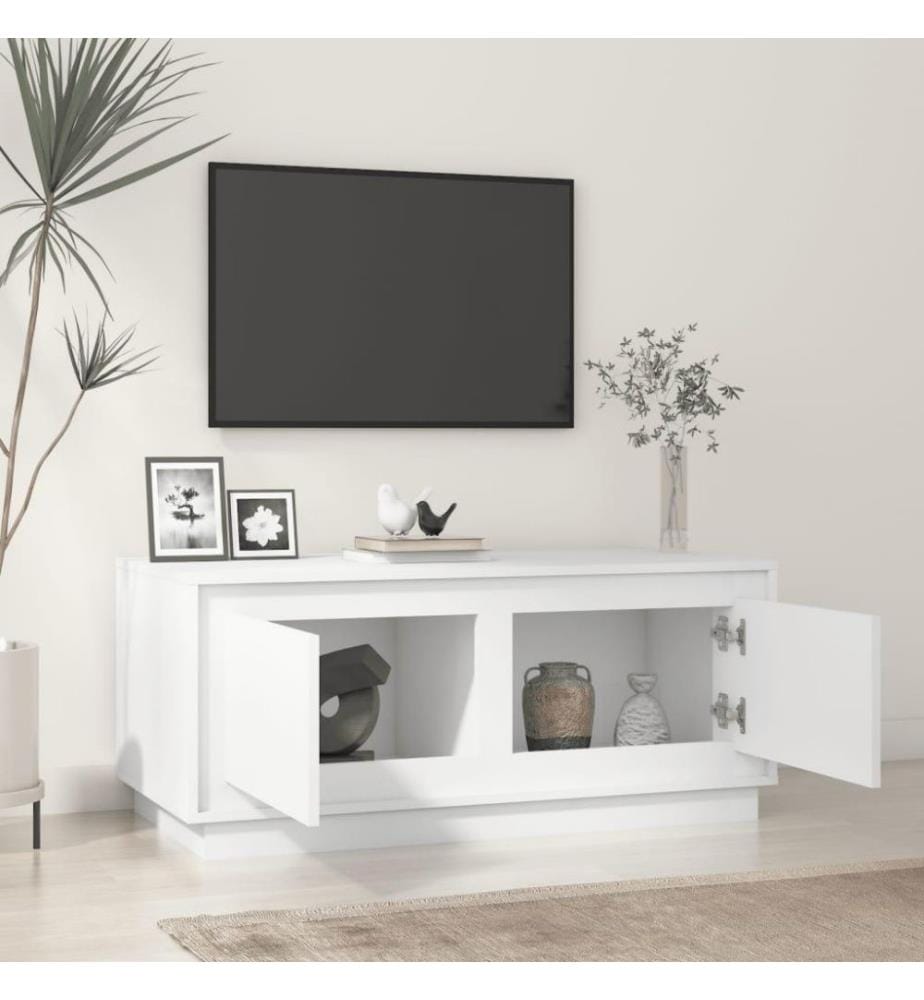 Table basse Blanc brillant 102x50x44 cm bois d'ingénierie