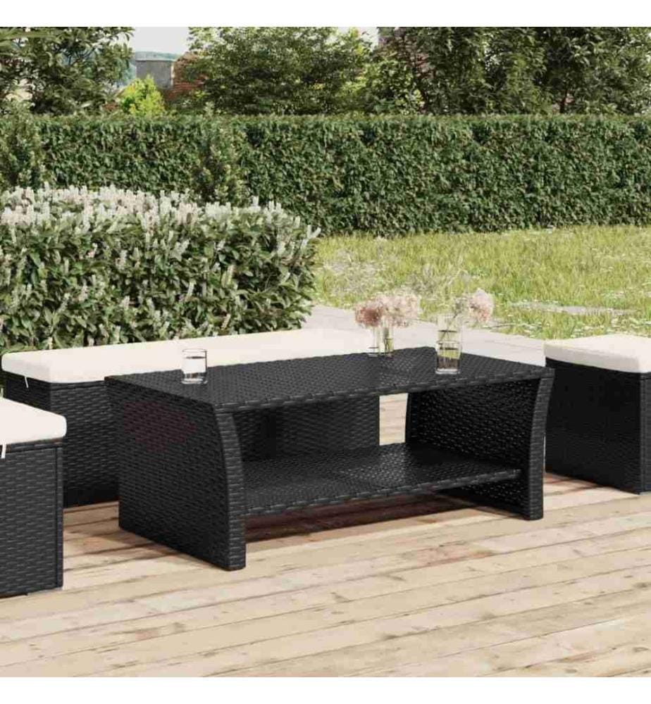Table basse noir 100x50x40 cm résine tressée