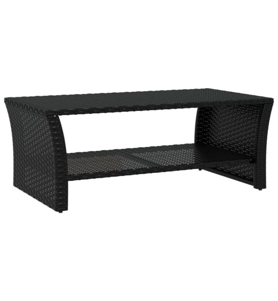 Table basse noir 100x50x40 cm résine tressée