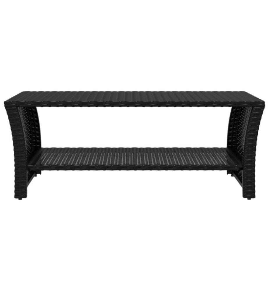 Table basse noir 100x50x40 cm résine tressée