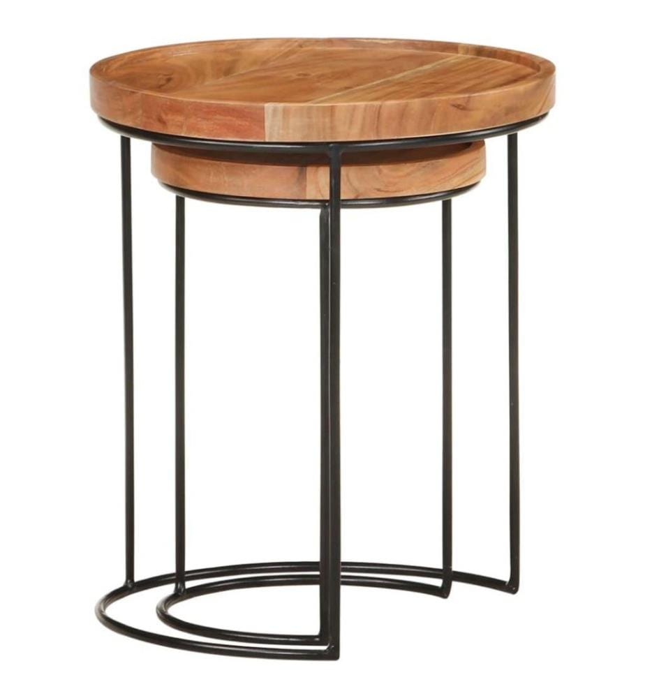Ensemble de table basse 2 pcs Bois d'acacia massif et acier