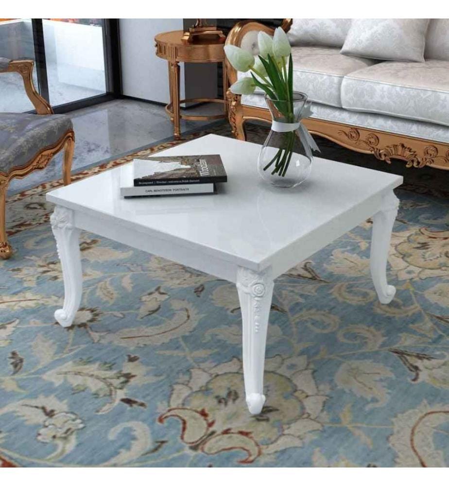 Couchtisch 80x80x42 cm Hochglanz-Weiss