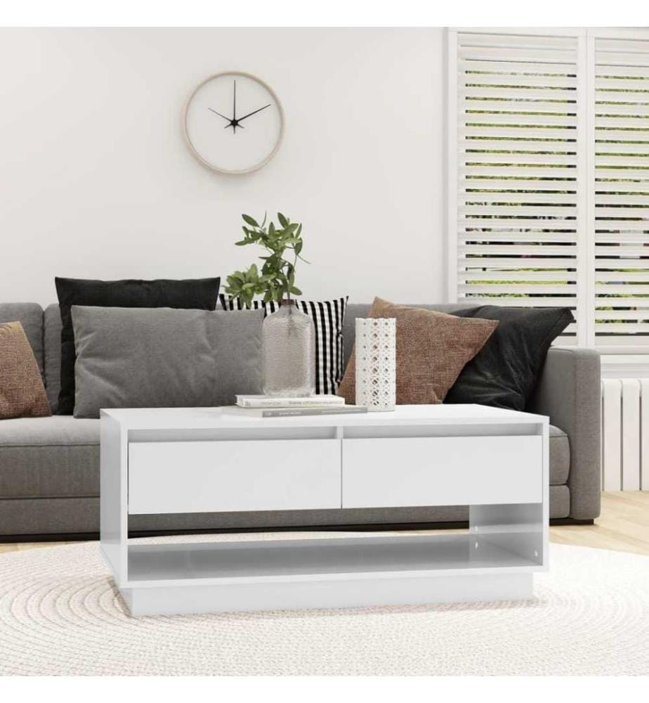 Couchtisch Hochglanz-Weiss 102,5x55x44 cm Holzwerkstoff