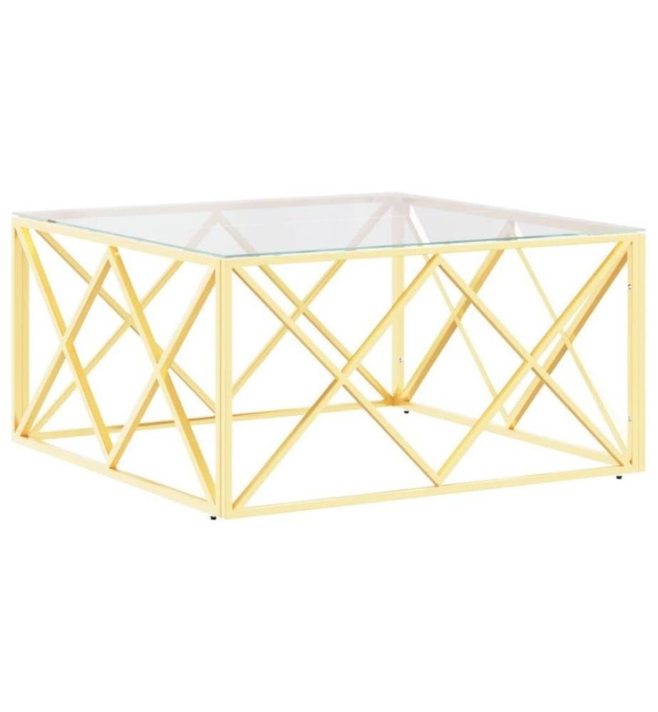 Table basse 80x80x40 cm acier inoxydable et verre