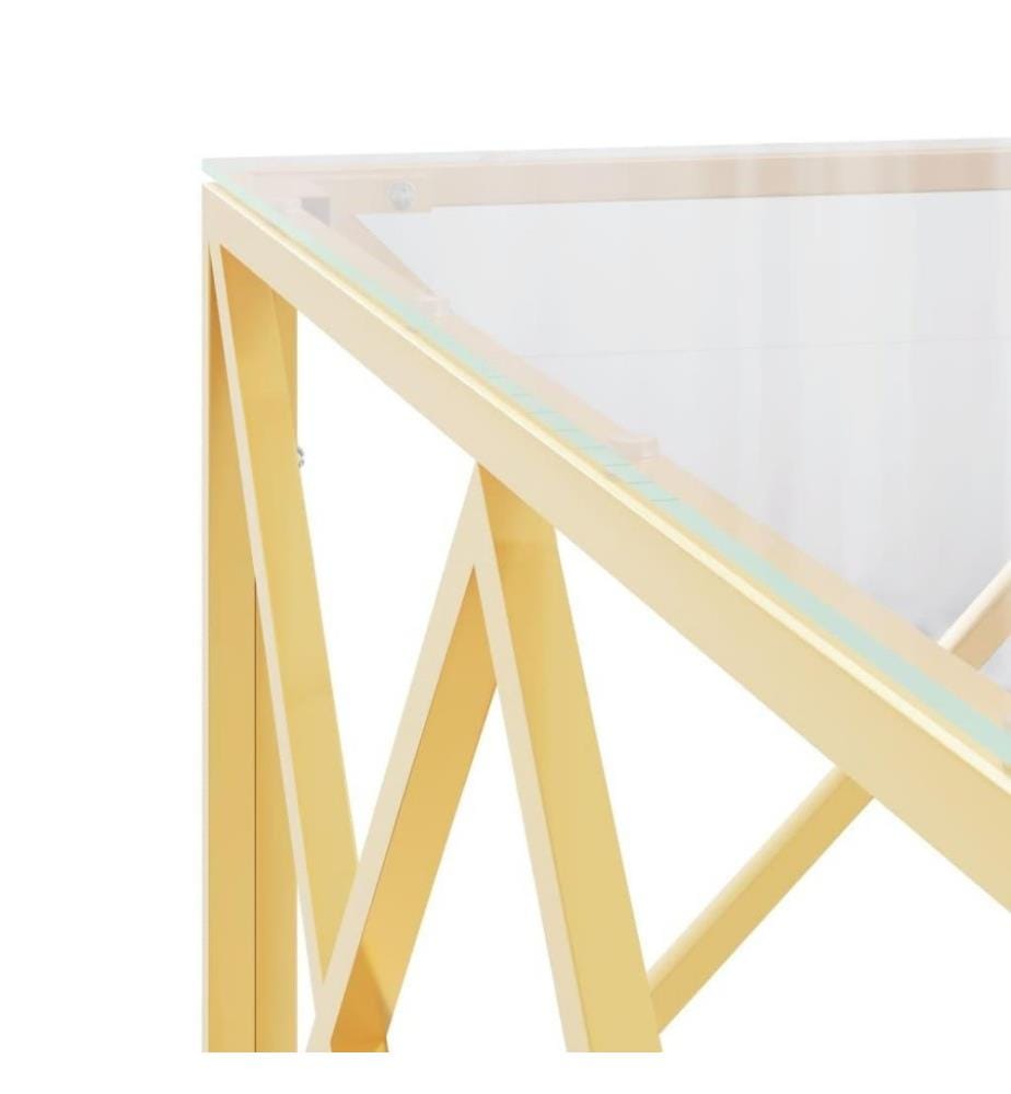 Table basse 80x80x40 cm acier inoxydable et verre