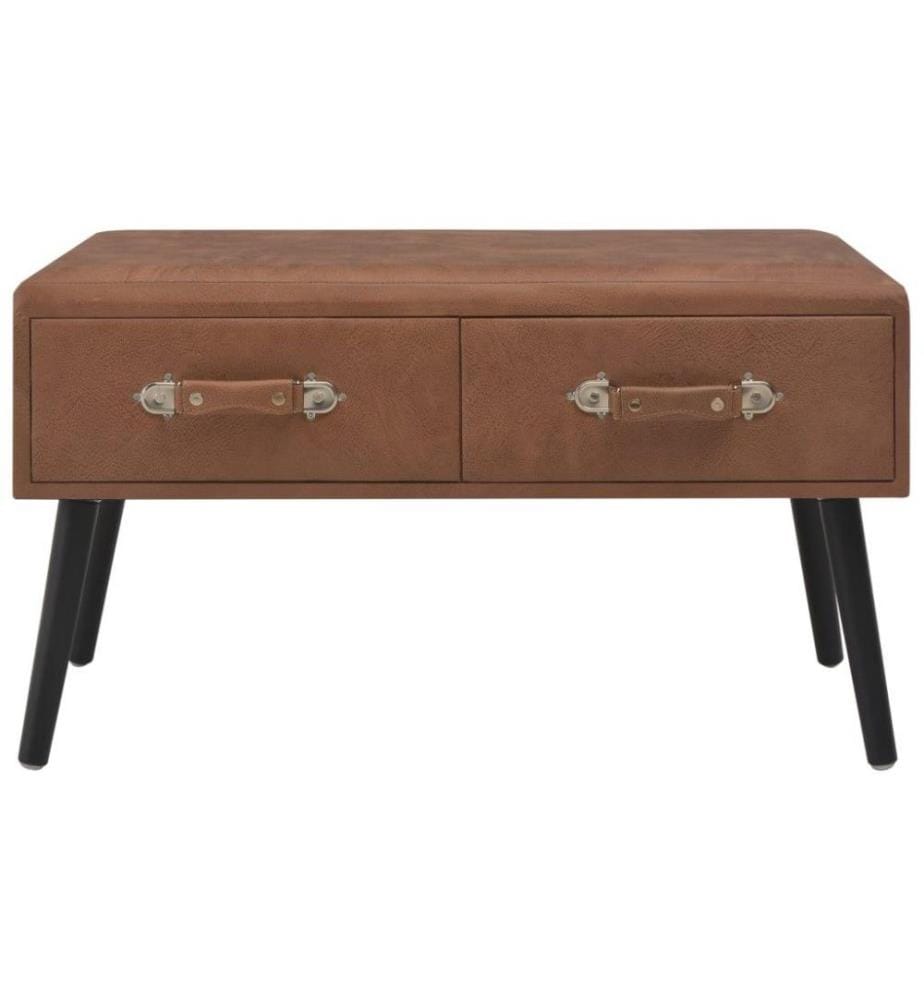Couchtisch Dunkelbraun 80 x 40 x 46 cm Kunstleder