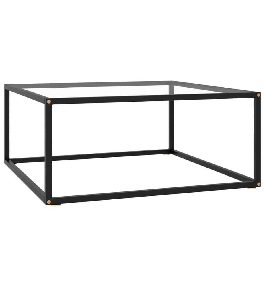 Couchtisch Schwarz mit Hartglas 80x80x35 cm