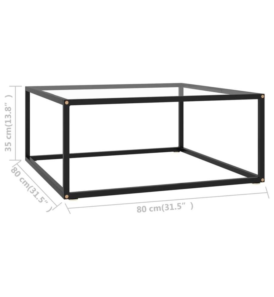 Couchtisch Schwarz mit Hartglas 80x80x35 cm