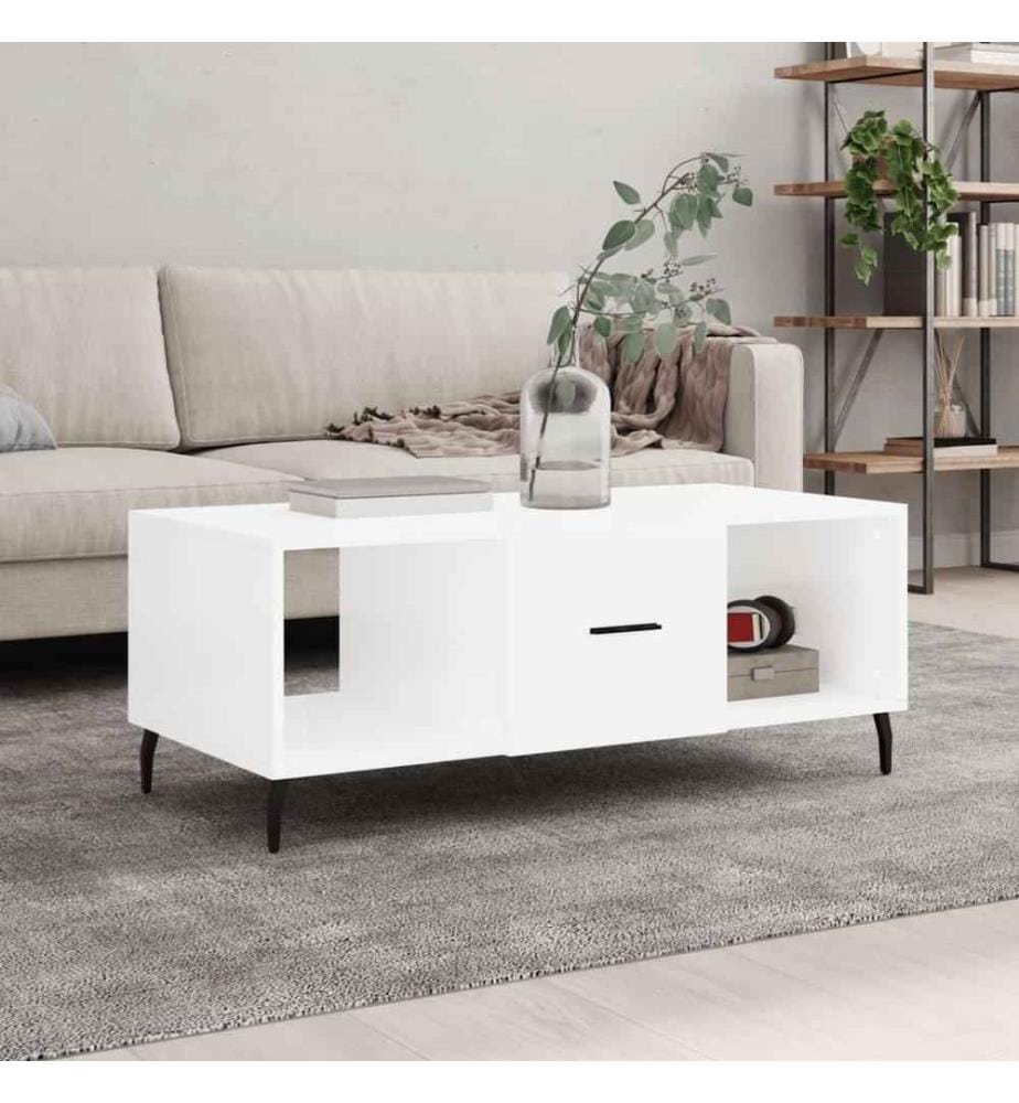 Couchtisch Hochglanz-Weiss 102x50x40 cm Holzwerkstoff