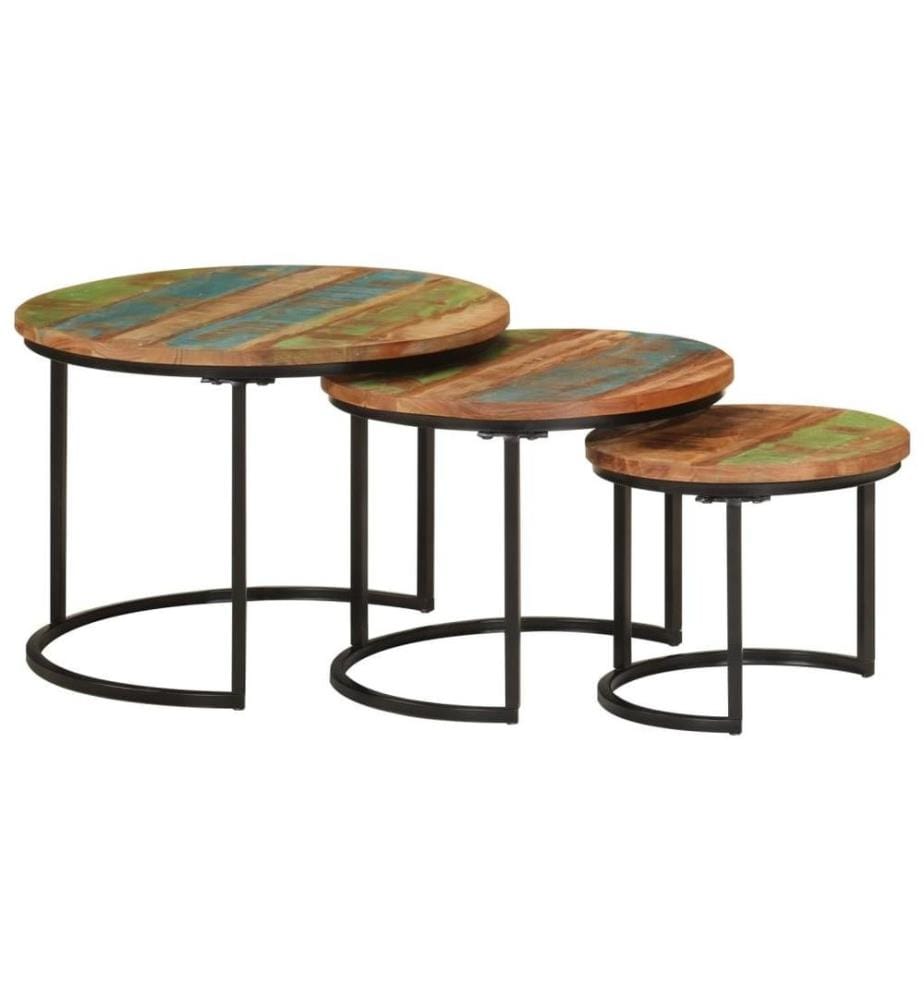 Satztische 3 Stk. Recyceltes Massivholz