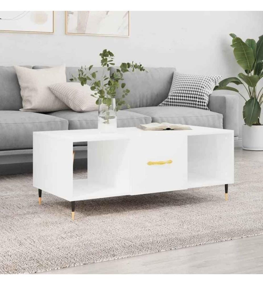 Couchtisch Hochglanz-Weiss 102x50x40 cm Holzwerkstoff