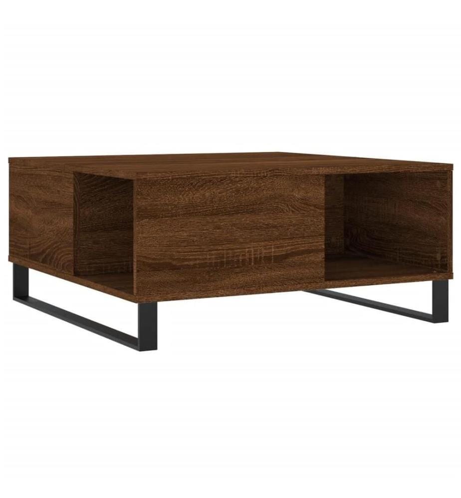 Table basse chêne marron 80x80x36,5 cm bois d'ingénierie