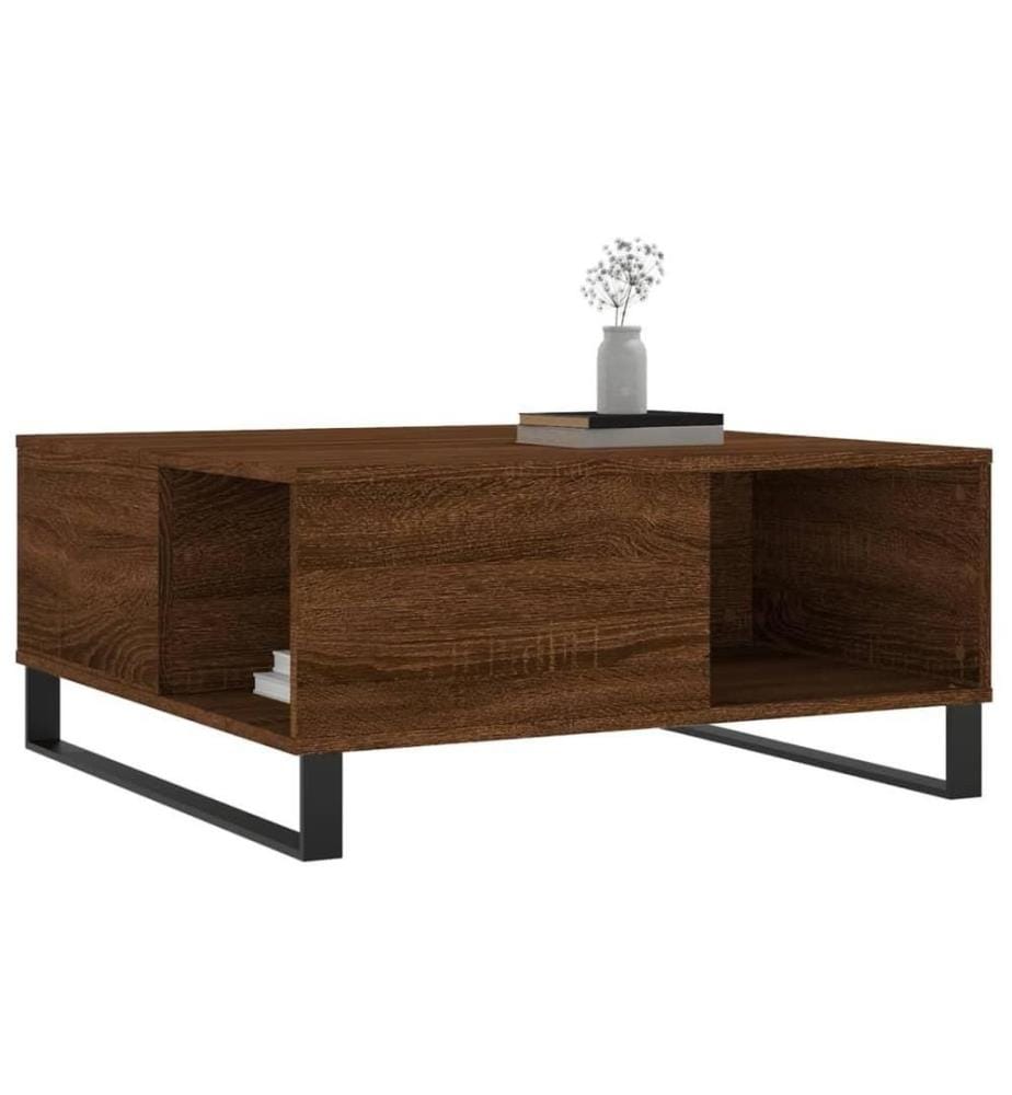 Table basse chêne marron 80x80x36,5 cm bois d'ingénierie