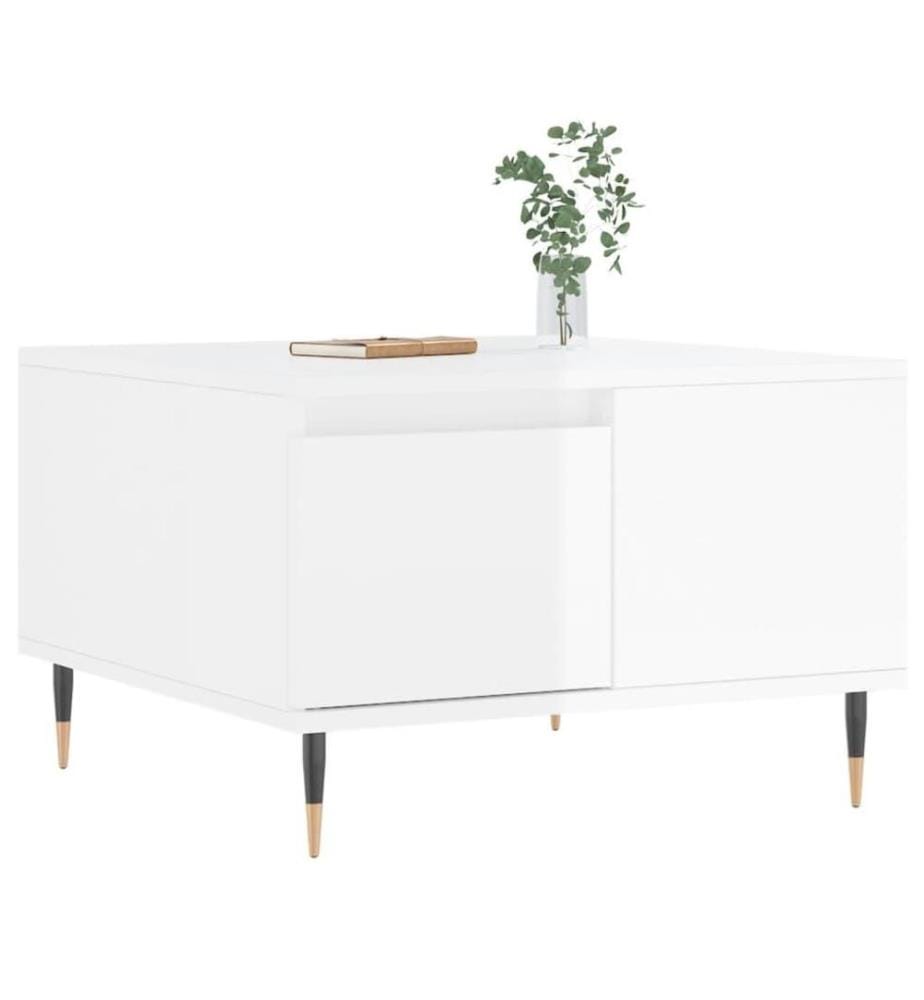 Couchtisch Hochglanz-Weiss 55x55x36,5 cm Holzwerkstoff