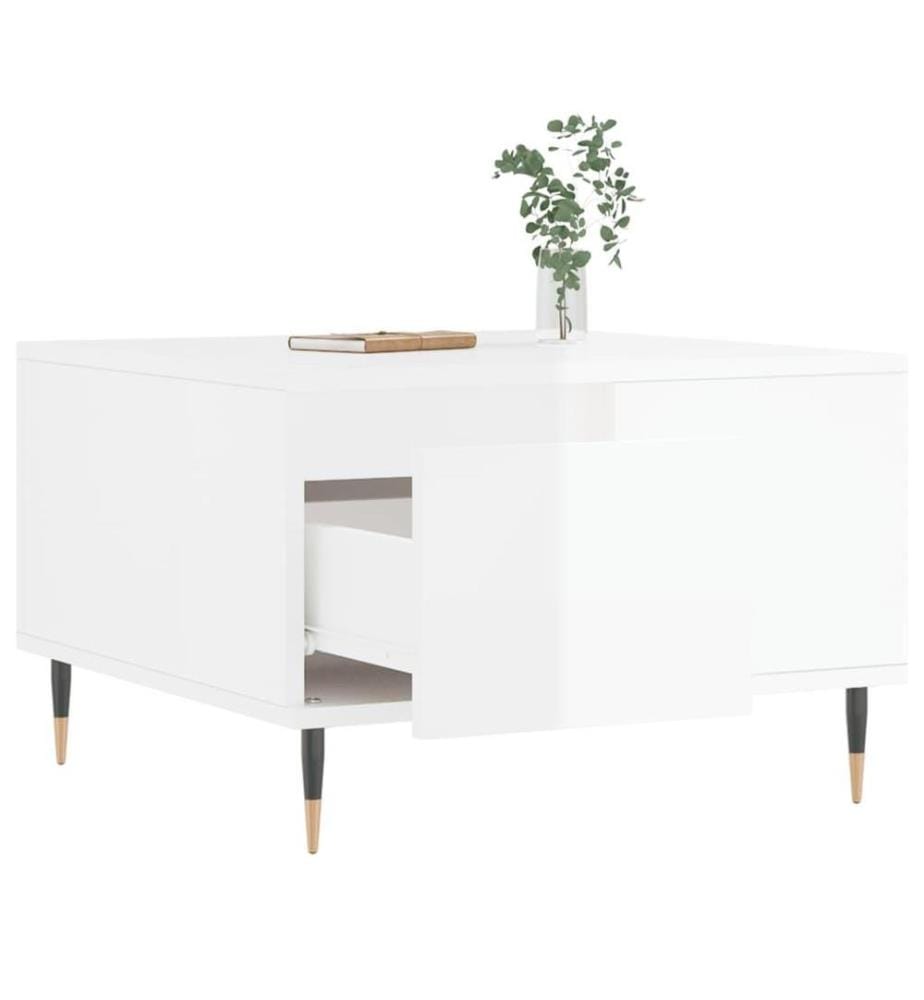 Couchtisch Hochglanz-Weiss 55x55x36,5 cm Holzwerkstoff