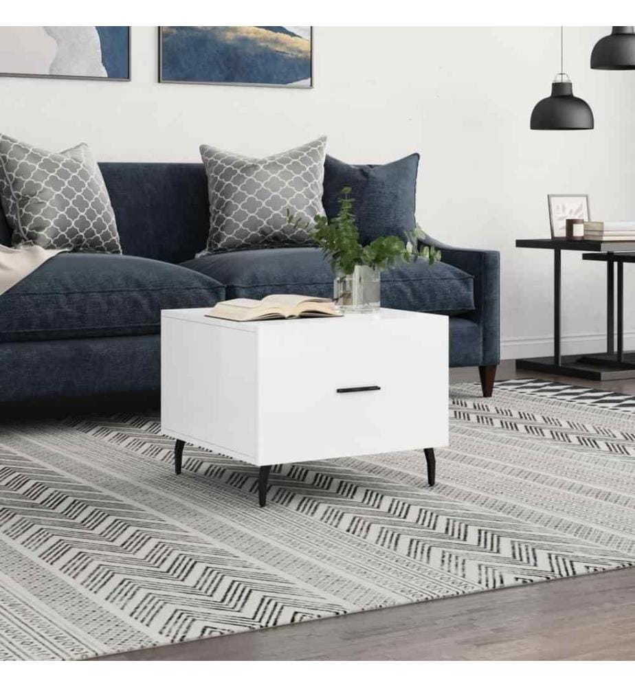 Couchtisch Hochglanz-Weiss 50x50x40 cm Holzwerkstoff