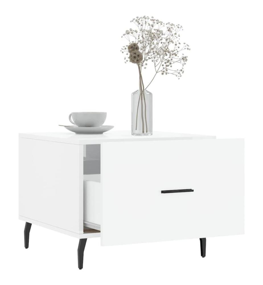 Couchtisch Hochglanz-Weiss 50x50x40 cm Holzwerkstoff