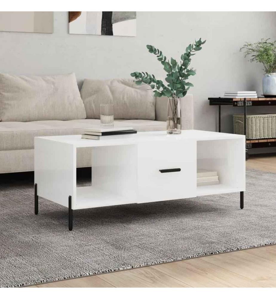 Couchtisch Hochglanz-Weiss 102x50x40 cm Holzwerkstoff