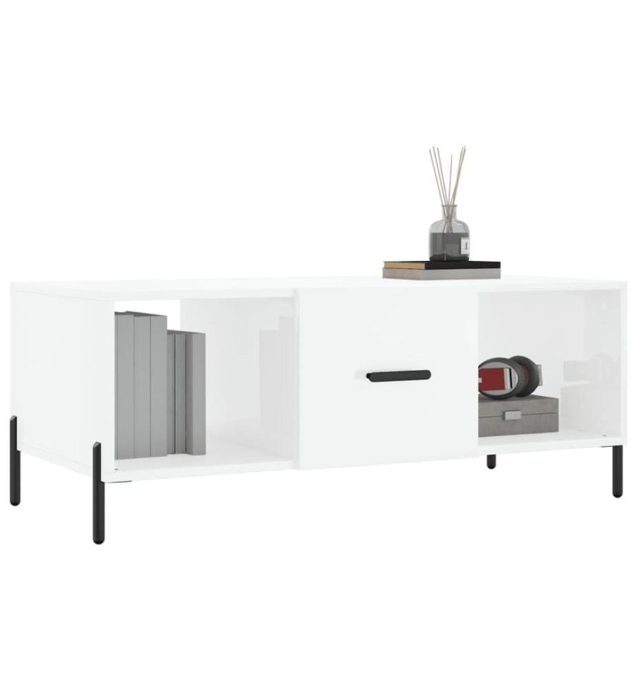 Couchtisch Hochglanz-Weiss 102x50x40 cm Holzwerkstoff