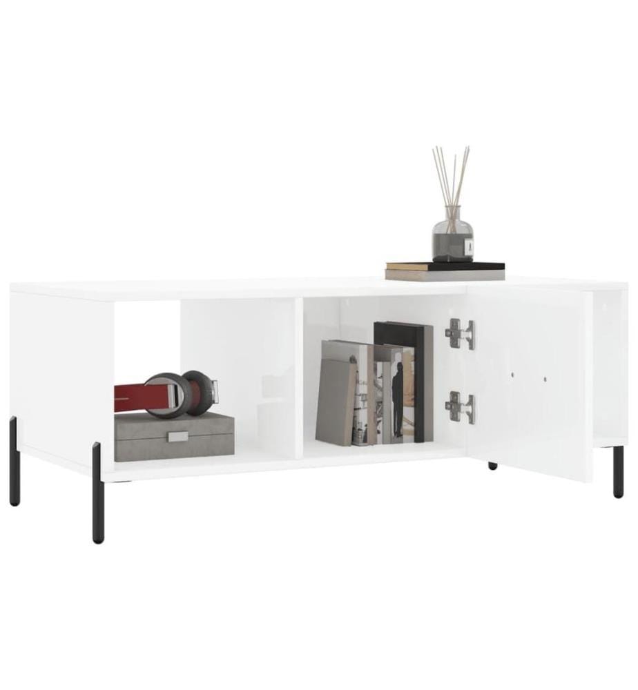 Couchtisch Hochglanz-Weiss 102x50x40 cm Holzwerkstoff