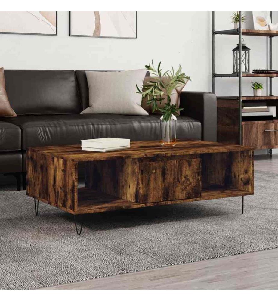 Table basse chêne fumé 104x60x35 cm bois d'ingénierie