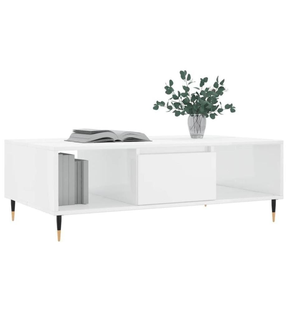 Couchtisch Hochglanz-Weiss 104x60x35 cm Holzwerkstoff