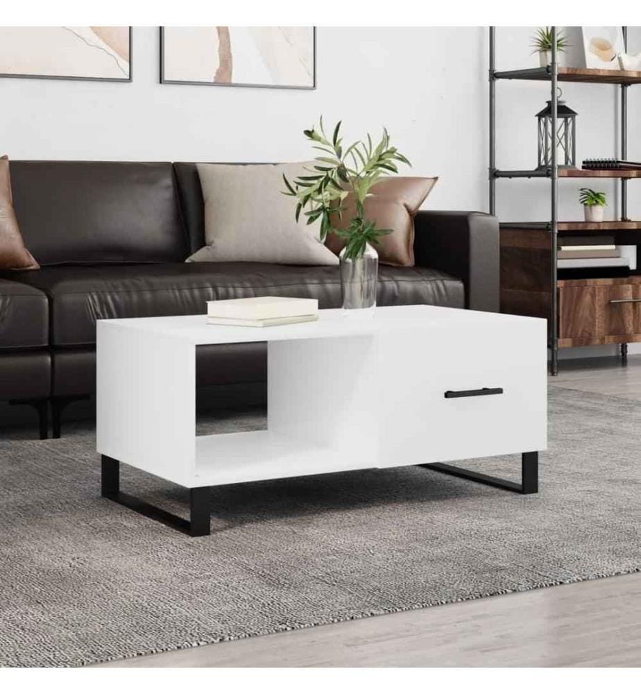 Couchtisch Hochglanz-Weiss 90x50x40 cm Holzwerkstoff
