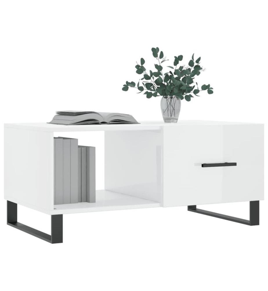 Couchtisch Hochglanz-Weiss 90x50x40 cm Holzwerkstoff