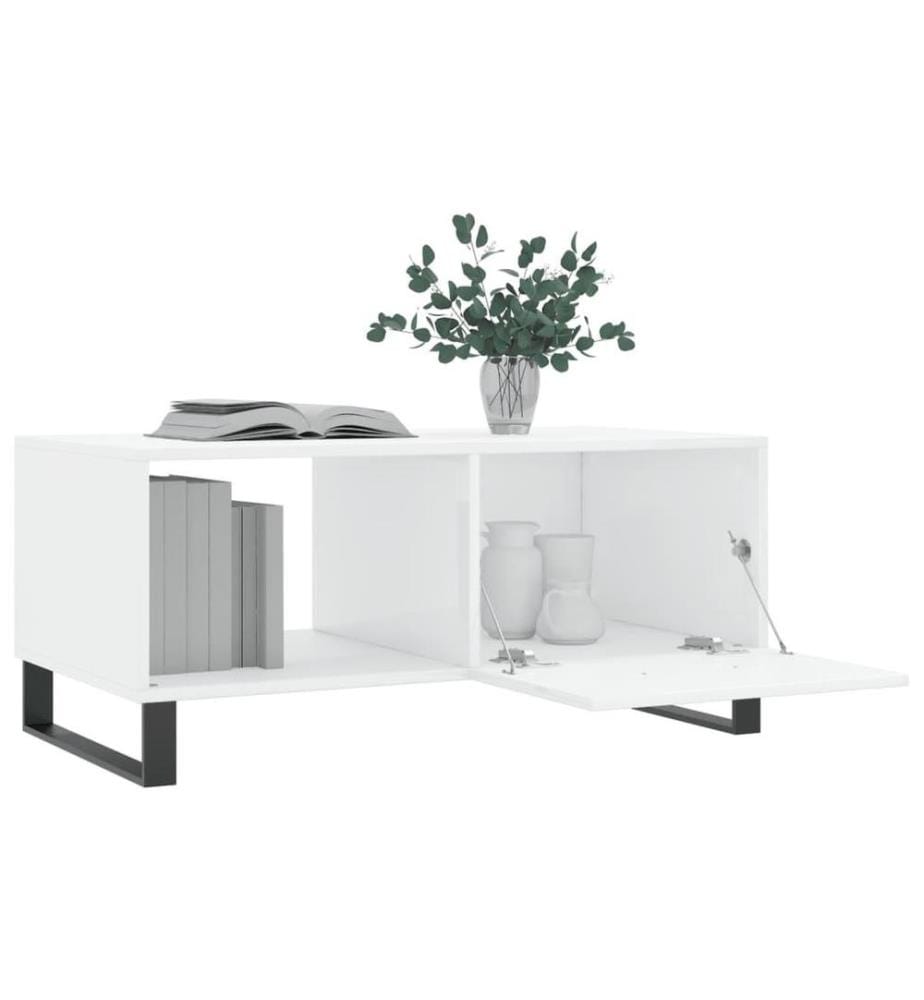 Couchtisch Hochglanz-Weiss 90x50x40 cm Holzwerkstoff