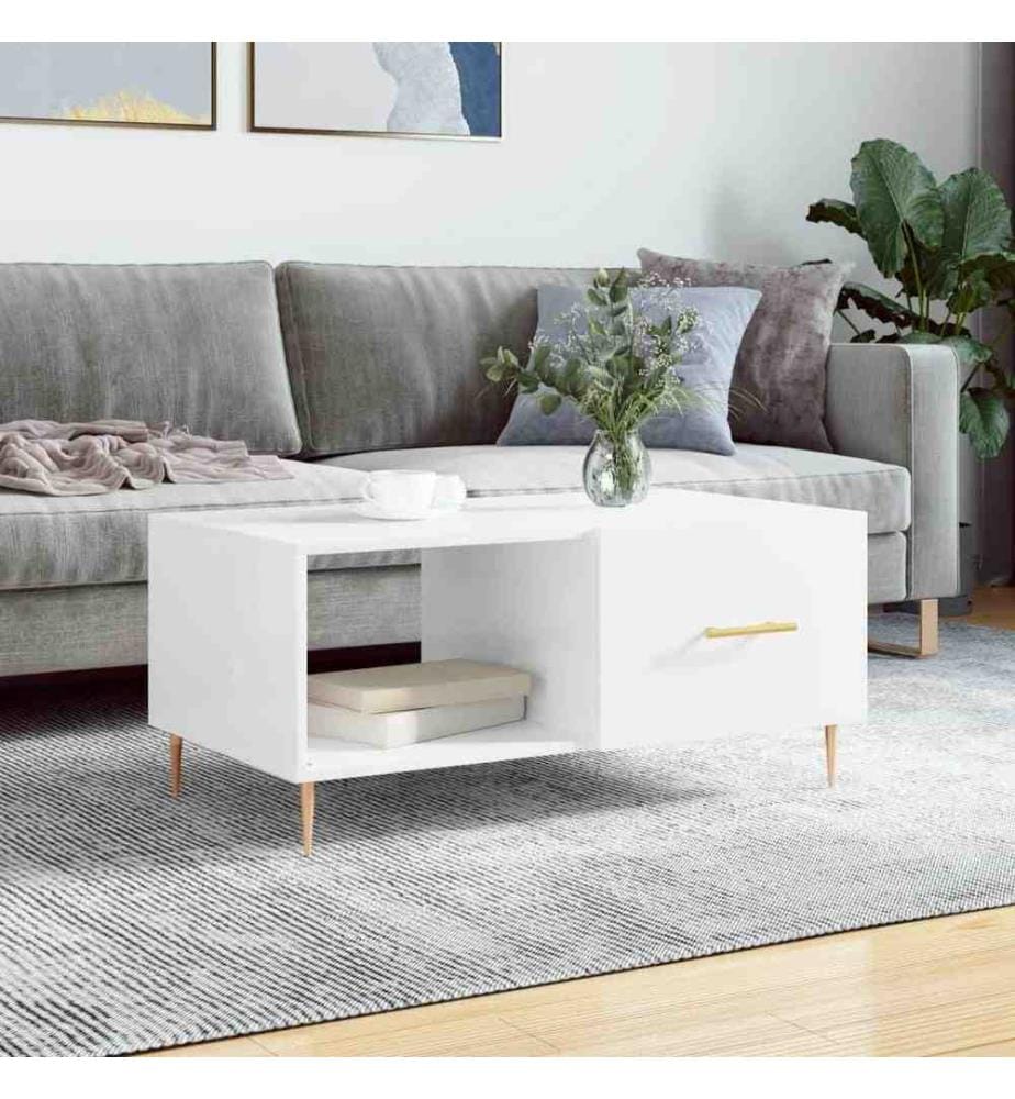 Couchtisch Hochglanz-Weiss 90x50x40 cm Holzwerkstoff