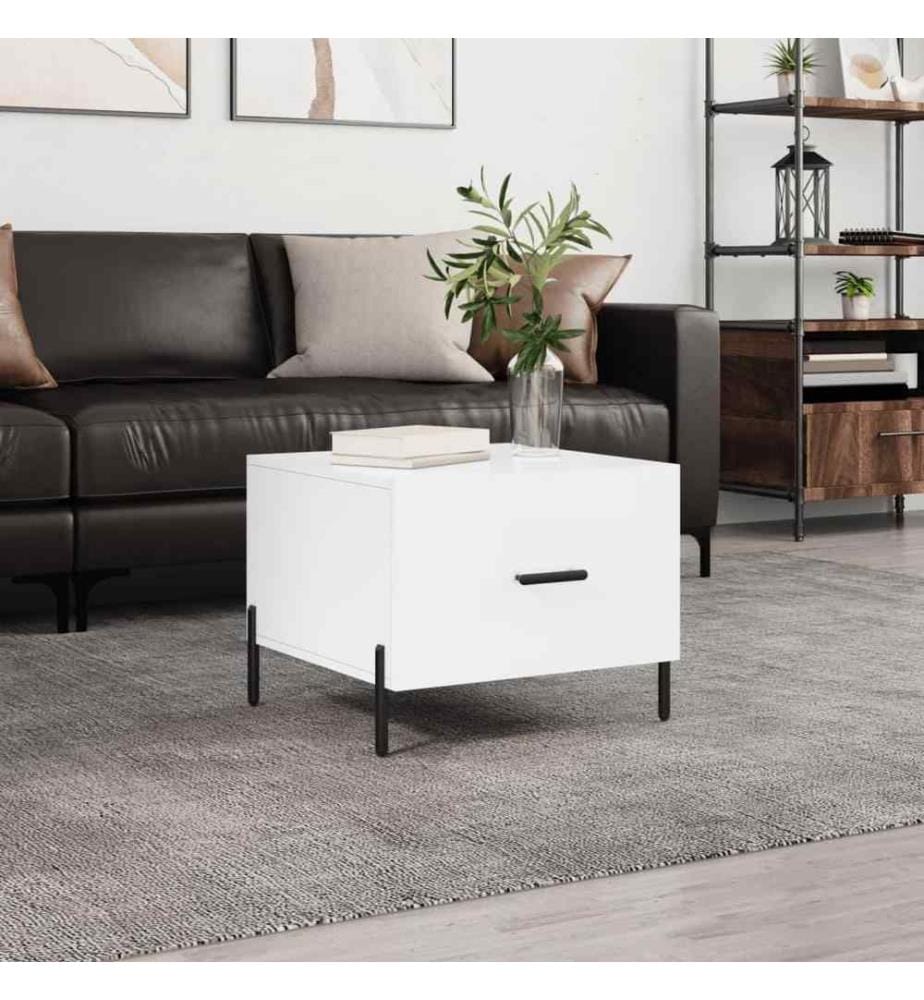 Couchtisch Hochglanz-Weiss 50x50x40 cm Holzwerkstoff