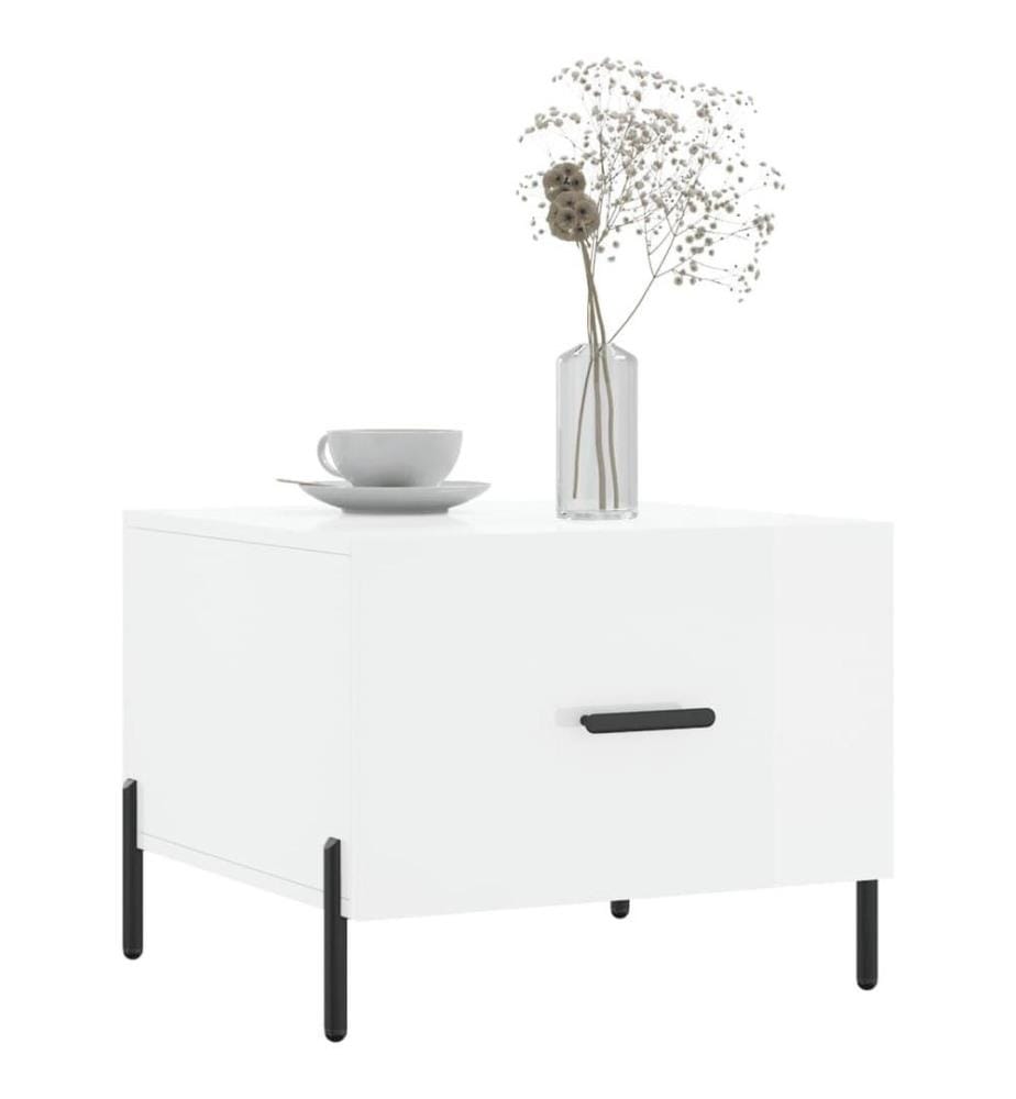 Couchtisch Hochglanz-Weiss 50x50x40 cm Holzwerkstoff