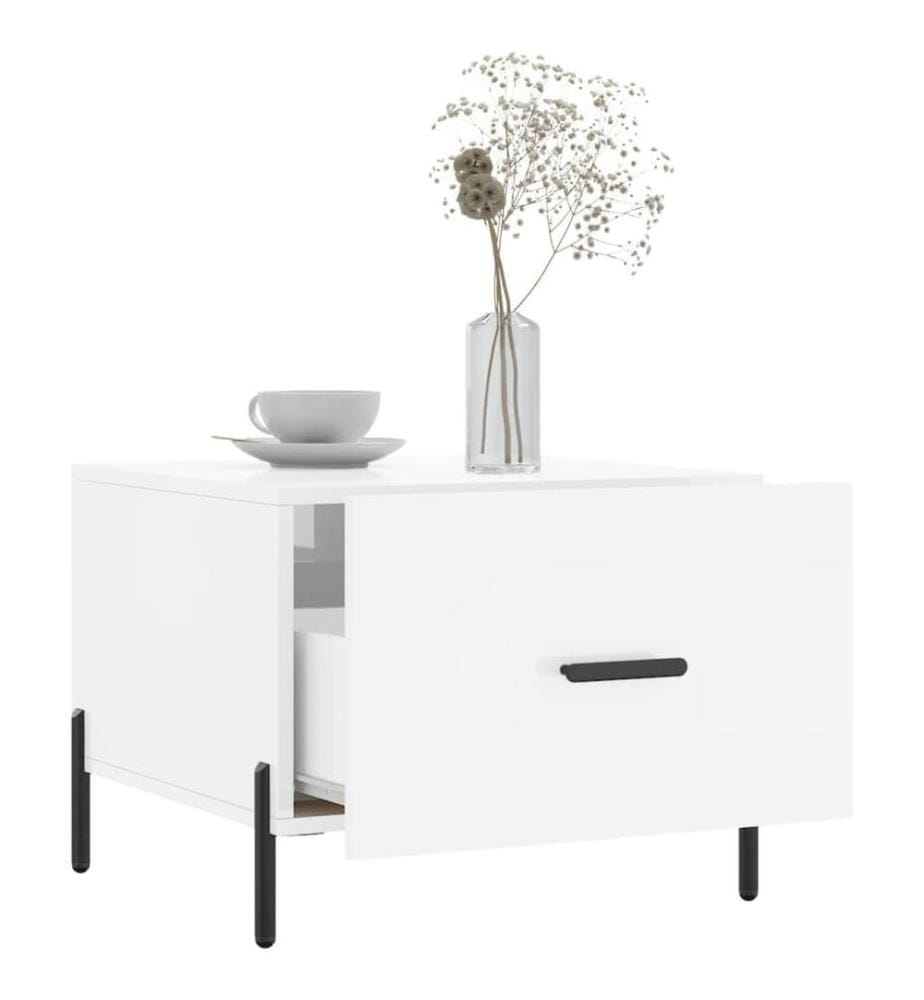 Couchtisch Hochglanz-Weiss 50x50x40 cm Holzwerkstoff