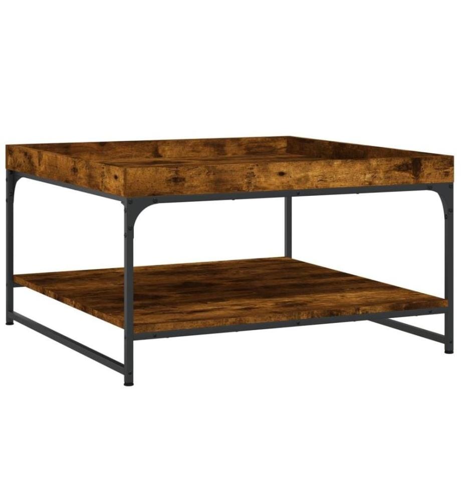 Couchtisch Räuchereiche 80x80x45 cm Holzwerkstoff und Eisen