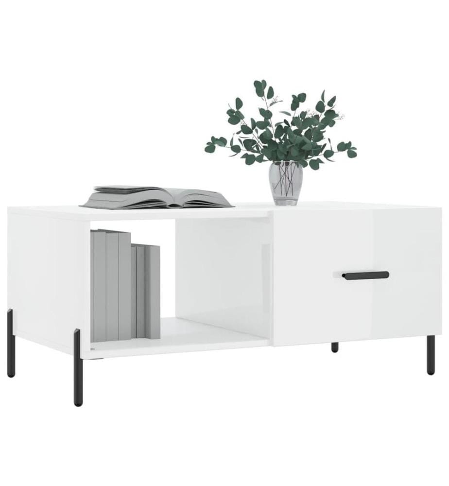 Couchtisch Hochglanz-Weiss 90x50x40 cm Holzwerkstoff