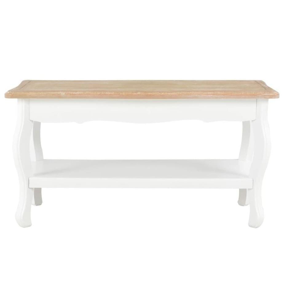 Couchtisch Weiss und Braun 87,5x42x44 cm Kiefer Massivholz