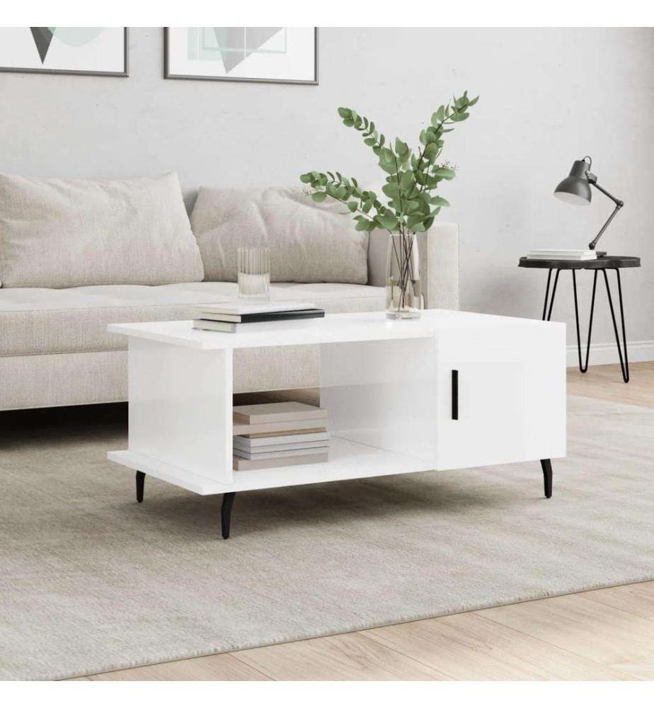 Couchtisch Hochglanz-Weiss 90x50x40 cm Holzwerkstoff