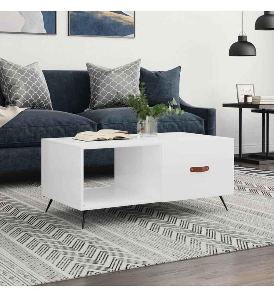 Couchtisch Hochglanz-Weiss 90x50x40 cm Holzwerkstoff