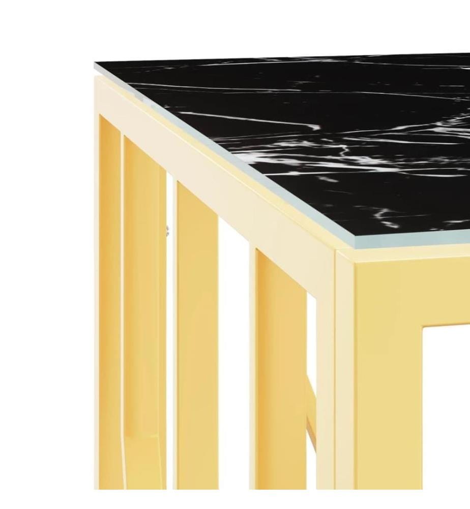 Table basse doré 50x50x50 cm acier inoxydable et verre