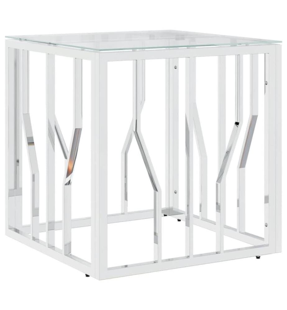 Couchtisch Silbern 50x50x50 cm Edelstahl und Glas