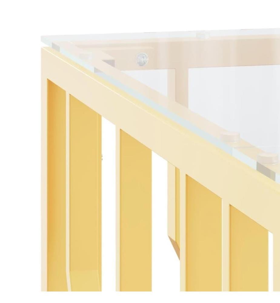 Table basse doré 80x80x40 cm acier inoxydable et verre