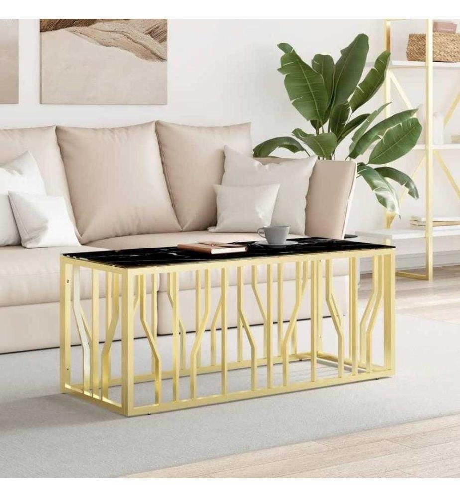Couchtisch Golden 110x45x45 cm Edelstahl und Glas