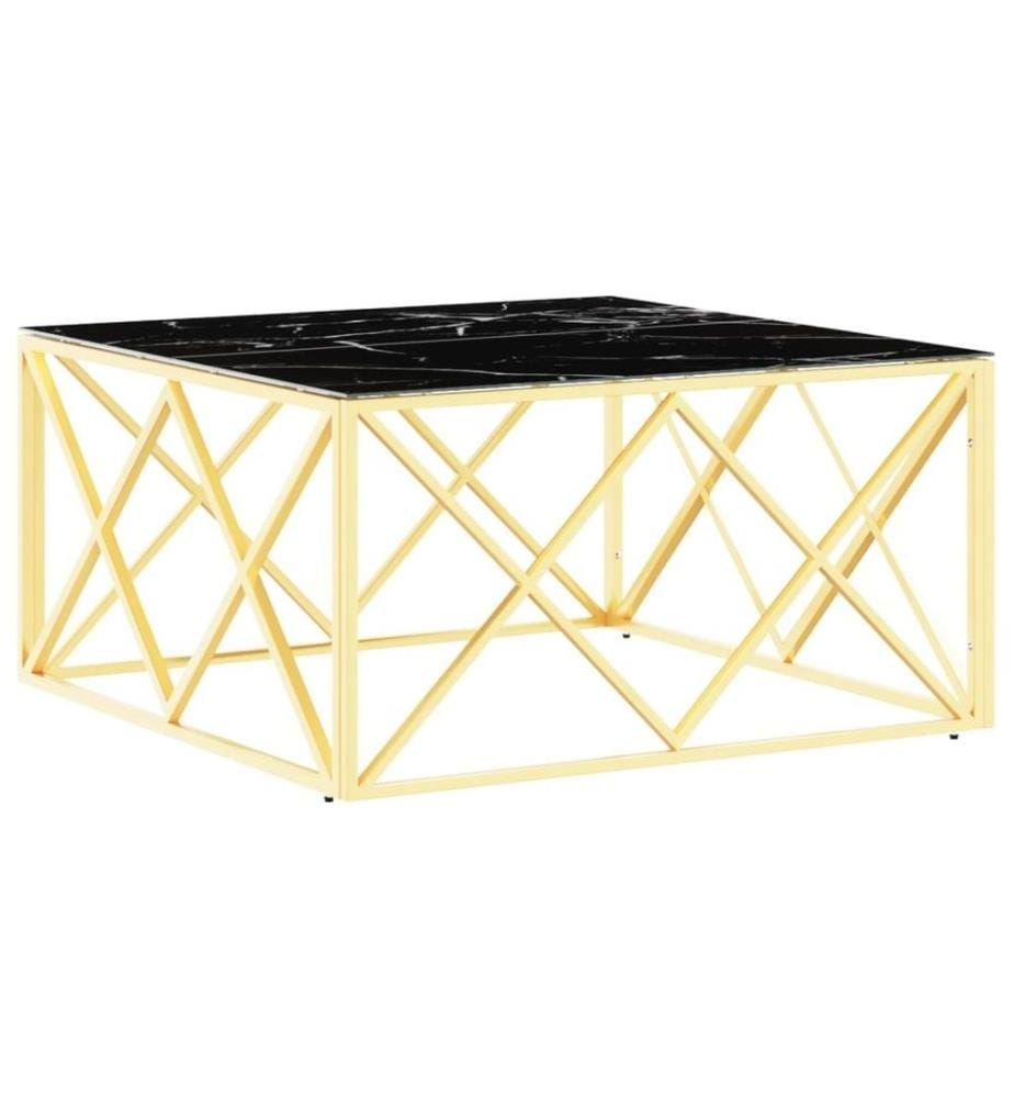Table basse doré 80x80x40 cm acier inoxydable et verre